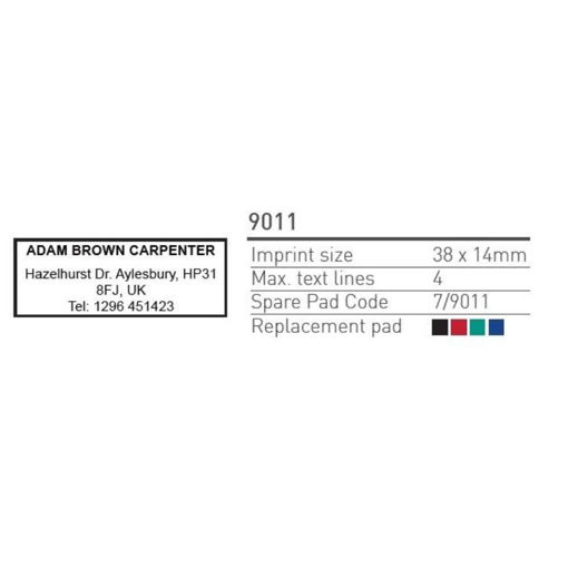 Picture of CUSTOMISED RUBBER STAMP 9011 38X14MM